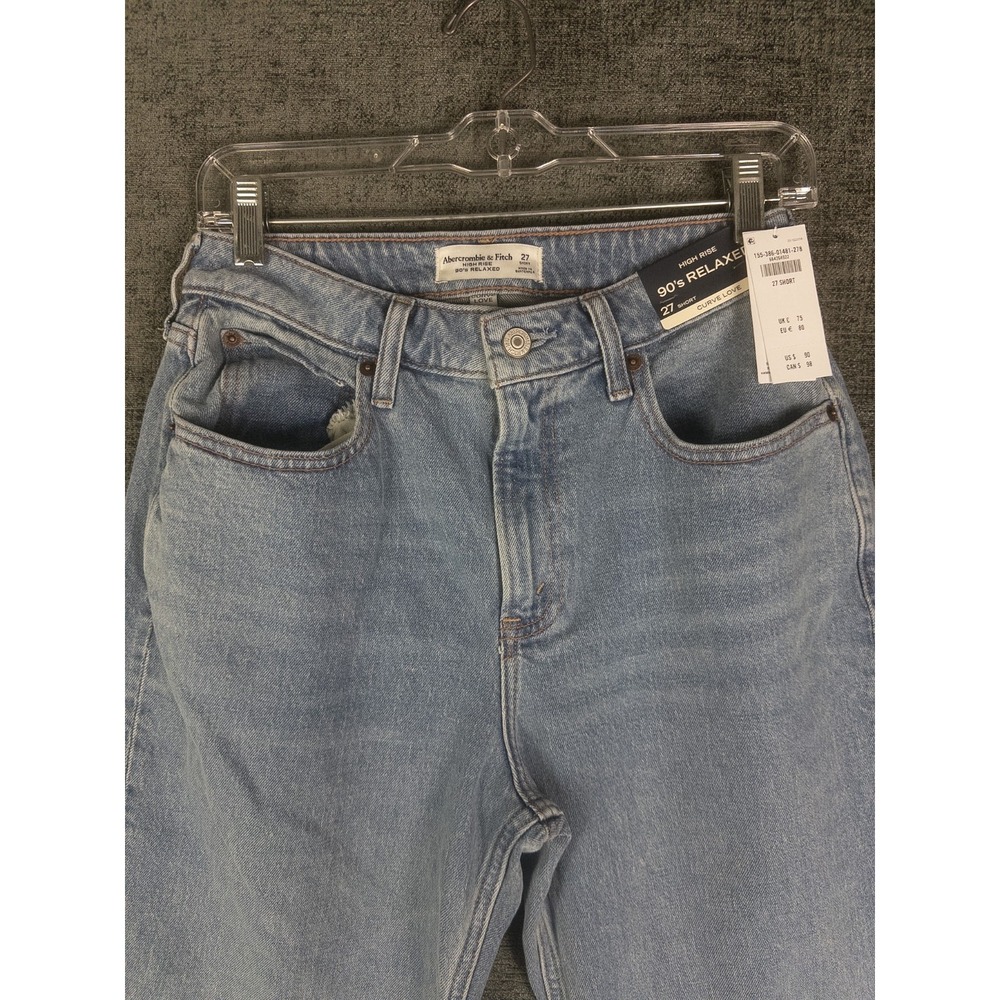NWT Abercrombie & Fitch 90S Relaxed Jeans Womens 27 Denim High Rise Curve Love